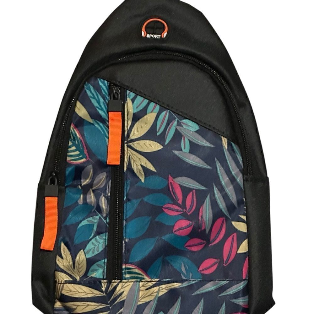 Casual Black & Floral Print Oxford Sling Crossbody Bag
